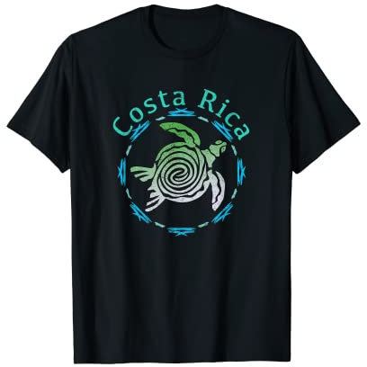 Vintage Costa Rica Travel Shirts And Apparel - Unisex Erwachsene Schwarz Kurzarm T-Shirt S Retro Vintage-Stil Costa Rica Tribal Turtle T-Shirt