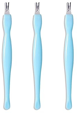 3 pack of Cuticle Cutter,Stainless Steel Cuticle Trimmer Remover Pusher Dead Skin Callus Removal Fork (Blue)