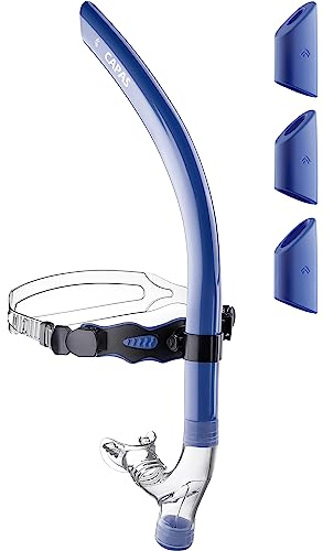 CAPAS Training Schwimmen Schnorchel für Runde Schwimmen, ideale Passform, Schwimmer-Schnorchel mit Flüssigkeit Silikon Mundstück verstellbaren Riemen Swivel Stirnband, für Erwachsene Männer Frauen