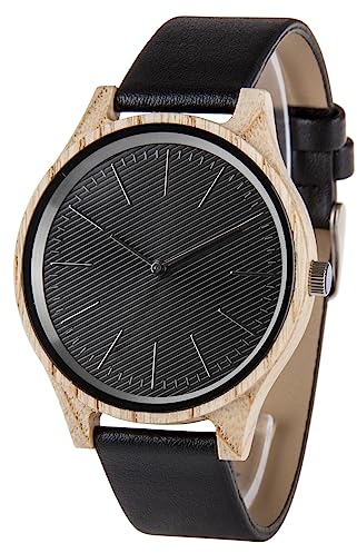 Zeit-Bar Armbanduhr für Damen und Herren Slim Line, Holzgehäuse