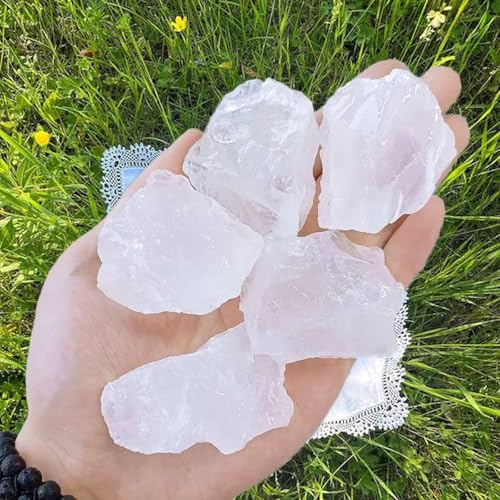 QINJIEJIE 100% Großes Bergkristall Rohsteine Premium Wassersteine Kristalle Steine 4 Stück Natursteine Heilsteine set 4.5-5 cm