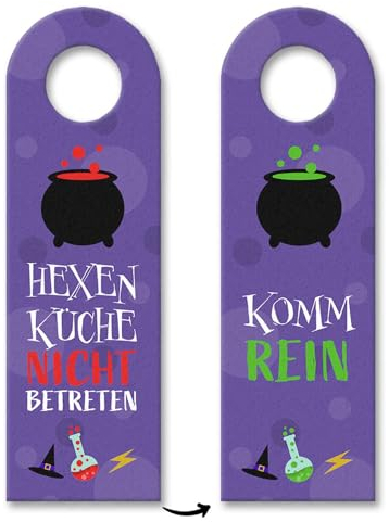 Hexenkessel Türhänger mit Spruch Hexenküche nicht betreten zur Halloweenparty für magische Frauen Draußen bleiben Türschild Hexerei Türanhänger Ruhe fantastisch