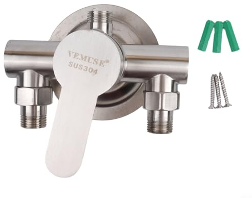 304 Stainless Steel Exposed Shower Faucet with Control Valve Switch Tap for Cold and Hot Water, Wall Mount Bathroom Shower Mixer