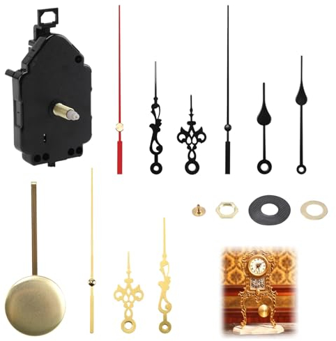 15 Pezzi Kit Movimento Orologio a Pendolo Al Quarzo, Pendolo al Quarzo Movimento Dell'Orologio Fai da Te Kit, Kit Meccanismo Orologio Alimentato a Batteria Con Lancette E Pendolo (Albero 22mm)