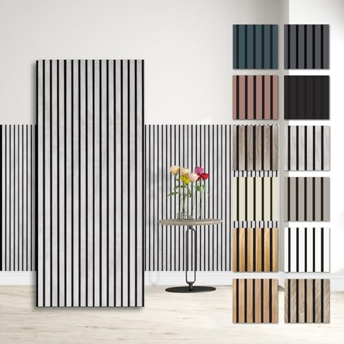 HEXIM Pannelli Acustici 138,5x60cm - Parete a Lamelle Flessibile Legno MDF Pannelli Murali Rivestimento a Lamelle Rivestimento (1 pannello / 0,83 m² Chicago Concrete - APH10)