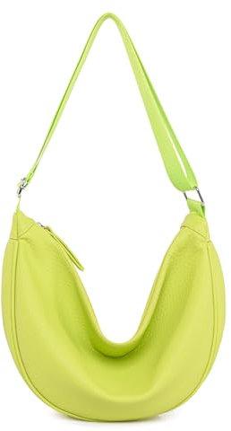 Micmores Crossbody Bag Damen Bauchtasche Damen Stylisch, Pu Ledertasche Damen Umhängetasche Damen Groß Hobo Schultertasche Halbmond Tasche Damen (Chartreuse)