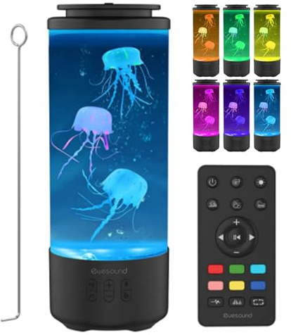 Jellyfish Lamp, Led Quallen Aquarium Lampe Quallen Lampe mit Fernbedienung Bluetooth Quallenlampen mit 7 Farbwechsel mit 4 Lichtmodi Lavalampe Quallen Lampe, für Zuhause Dekoration (Schwarz)