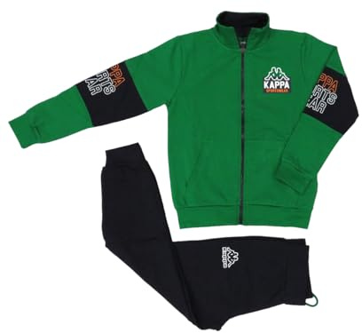 Kappa Tuta bambino ragazzo in 100% cotone French Terry. Tuta Full Zip in Felpina Leggera Ideale per l’autunno e la primavera. Kappa Back To School. (IT, Età, 4 anni, Regular, art.58 Verde)