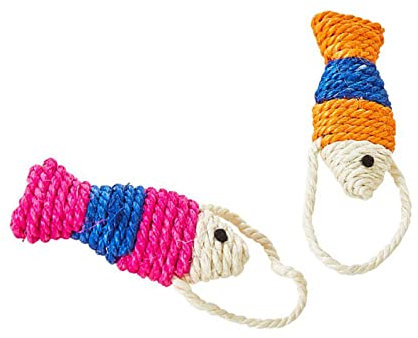 Cat Scratcher, Interactive Sisal Rope Cat Scratch Board Scratching Pad, Cat Scratch Pad Creative Fish Shaped Claw Scratcher Toy Sisal Scratching Mat for Cat Kitten Indoor