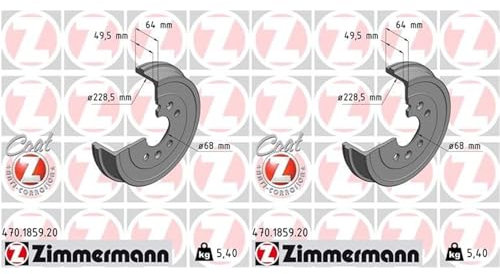 2X Zimmermann Bremstrommeln 228mm hinten passend für Duster | 470.1859.20