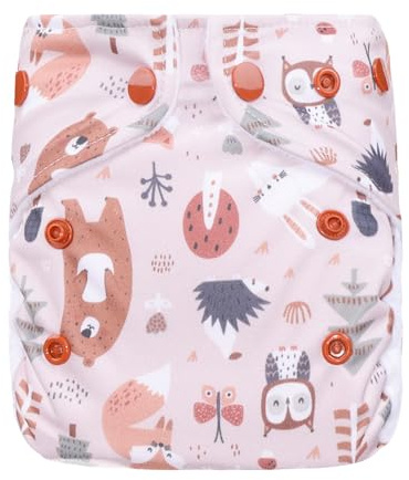 Lumina Überhose Neugeborene, Komfortable Stoffwindel für Neugeborene, 3-7kg | Windelhöschen mit Druckknöpfen für flexible Größenanpassung, weiche Windelhose mit Minky Beinbündchen, Forest Walk