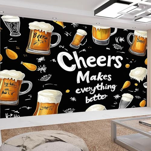 Générique Papier Peint Intissé Bar personnalisé 150 x 105 cm Déco Murale Maison Chambre Salon, Photo Murale Décorative Chope de bière - Pour Jeunesse Enfants Salle de jeux