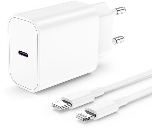 Caricabatterie rapido per iPhone originale, 20 W, certificato Apple MFi USB C rapido caricatore e 2 m, cavo Lightning, adattatore di alimentazione per Apple iPhone 14/14 Plus/14 Pro/14 Pro