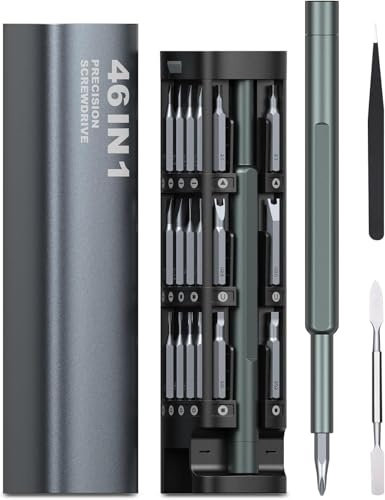 ORIA Precision Screwdriver Set, 46 in 1 Mini Screwdriver Set with 42 S2 Bits, Magnetic Storage Box, Non-Slip Handle, Repair Tool for Computer Laptop Phone MacBook, Ring Doorbell, Eyeglasses, Watch
