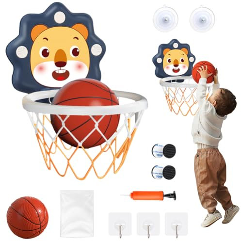 Mini Basketball Korb Kinder,Hängender Basketballständer,Basketballkorb fürs Zimmer,Basketball Set Indoor für Zimmer mit Ball und Pumpe.Sport Spielzeug Geschenk für Jungen Mädchen (Blau)