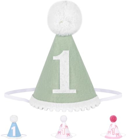 Winmany Bebé 1er Cumpleaños Sombrero Infante Primer Cumpleaños Cono Pastel Tapa Smash Party Accesorios Fotográficos Sombrero Decoración para Niñas Niños