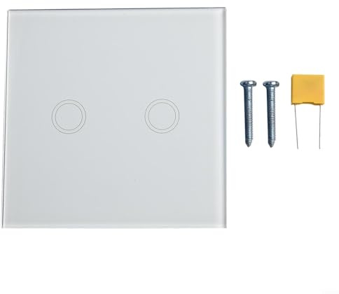 HOHOVYVY Interruptor de luz, Interruptor táctil Doble para lámpara LED/Bombilla de 2 vías, Interruptor táctil de 1 vía (Blanco)