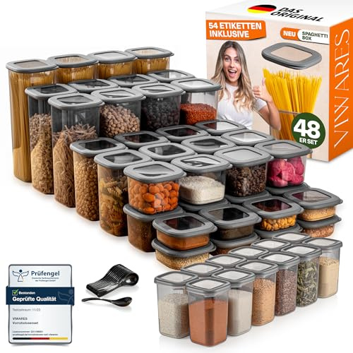 Viwares Vorratsdosen mit Deckel Luftdicht, 48er Vorratsbehälter Set | BPA-Frei, Vorratsdose zur Müsli Mehl Aufbewahrung Küche, Frischhaltedosen für Lebensmittelaufbewahrung, Organizer Küche
