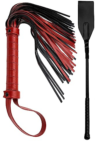 Riding Crop Whip 18 Adult Flogger Leather Paddle Equestrian Training Whips Kit