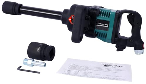 1-Inch Air Impact Wrench, High Torque Pneumatic Impact Gun for Heavy-Duty Truck & Tire Repair, Industrial Long Shank Wrench with 38mm & 41mm Sockets, 3-Speed Adjustable, 1/2 NPT Air Inlet