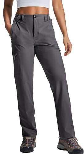 Haimont Women's Hiking Pants Lightweight Water Resistant Stretch Outdoor Cargo Travel Trousers with 6 Zipper Pockets Graphite Grey L