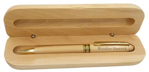 Personalized Pens with Name - Custom Engraved Luxury Pen Set, Wood & Bronze Ballpoint and Fountain Pens, Elegant Gift Box, Office Gifts for Men & Women (ballpoint pen)