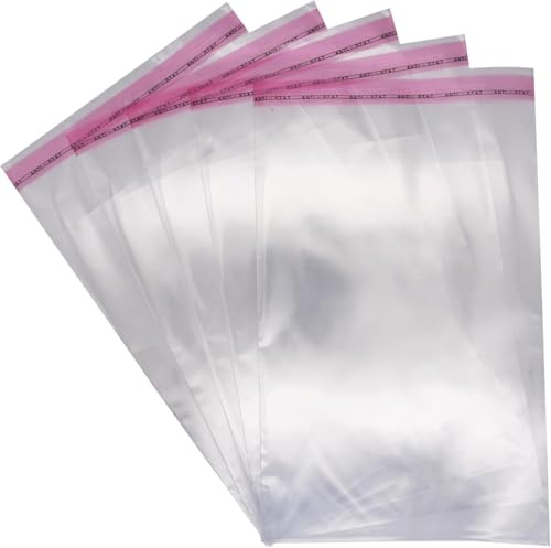 SKIR'CO Sacchetti in cellophane trasparente, autoadesivi, per alimenti, 25 x 35 cm, 300 pezzi