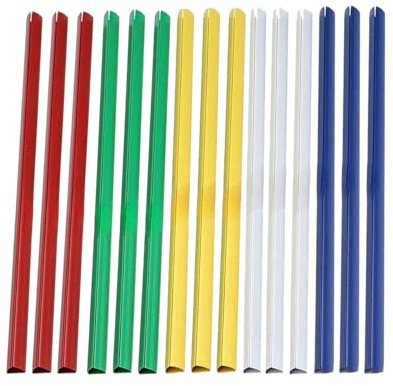 fKiZanthene Binding Bars Slide Grip, 15 Pcs Plastic Spine Bars, A4 Slide Binder Clips for Report Covers, Project Presentations & Office Documents（5 Colours, 1cm Width）