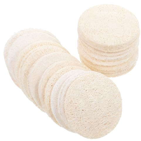 Luffa Pads Gesichtspeeling 36 Stück für Gesicht und Haut | Runde Beige Pads, Weich in Wasser, Vielseitig Einsetzbar, für Tägliche Reinigung und Peeling
