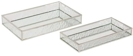 Atmosphera Créateur d'intérieur - Lot de 2 Plateaux Miroir en Verre Ania 28cm Argent