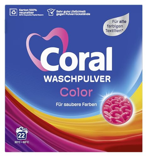 Coral Lessive en poudre Color efficace pour des couleurs propres 22 lavages