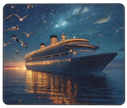 Mouse Pad Cruise Ship Small Mouse Mat 40 x 30cm with Non-Slip Rubber Base, Waterproof Mousepad, Gaming Mousemat for Women Kids Men Laptops Keyboard Tray Home Traveling Office Accessories D-1008