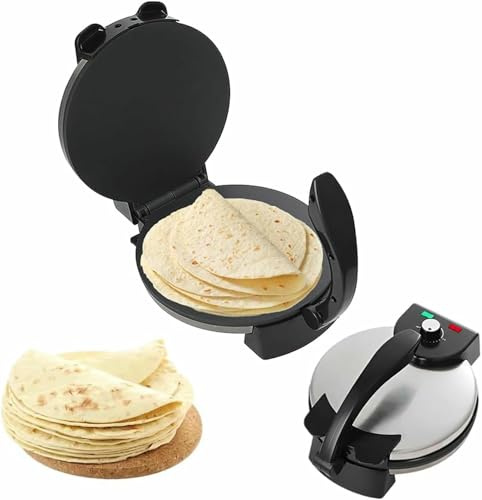 Electric Roti Maker, 1900W Chapati Maker Machine,10 inch Non Stick Roti Press Tortilla Maker, Double-Sided Heating, Adjustable Temperature Pancakes Maker
