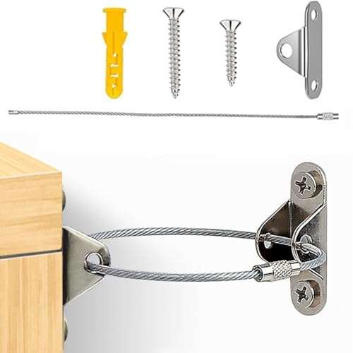 Ousuwo 12 Sets Möbel Anti-Kipp-Kit - Kippschutz Möbelgurte für Bücherregale, Kleiderschränke, Kommoden - Robuste Edelstahl & Nylon Sicherheitshalterung mit Schrauben