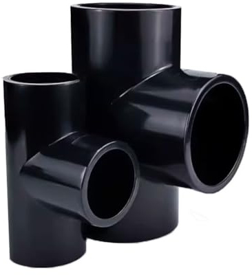 2 PCS Black UPVC Equal Diameter Tee Plastic Fittings, ID 20MM 25 32 40 55MM Inlet Opening For Water And Sewage Pipes(40mm)