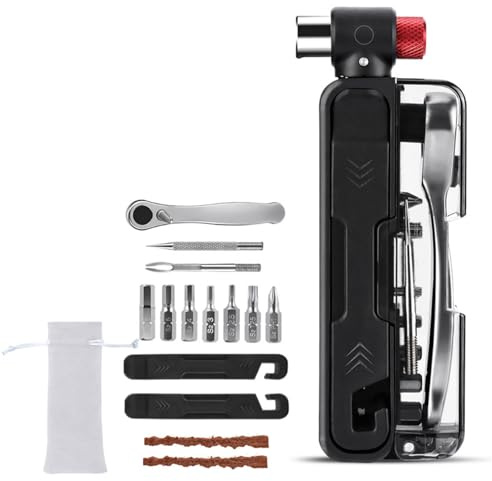 alloneslife Compact Foldable Bike Tool Set 15 Functions Steel Ratchets Tire Levers Tool For Road Bikes Repair Compacts Cycling Toolkits