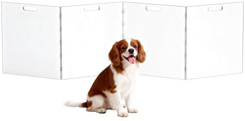 Acryl Hund Absperrgitter, Freistehend Transparent, 4 Panel, 240 x 60 cm | Hund Katze Haustier Türgitter Schutzgitter Hundegitter