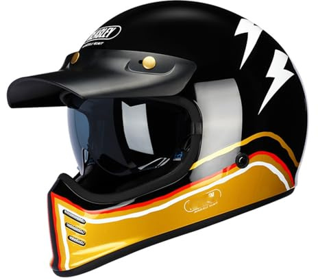 Motorradhelm Sturz Integralhelm Retro Motorrad Helm ECEDOT Zertifizierung Vollvisierhelm Rollerhelm Motocrosshelme Scooter Motorrad Integralhelme Erwachsene Frauen Männer B,M:57-58CM
