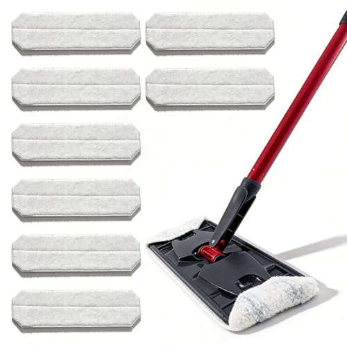 Set di 8 panni di ricambio per mocio in microfibra, lavabili per Vileda e O-Cedar H2PrO, per tutti i pavimenti duri, colore bianco
