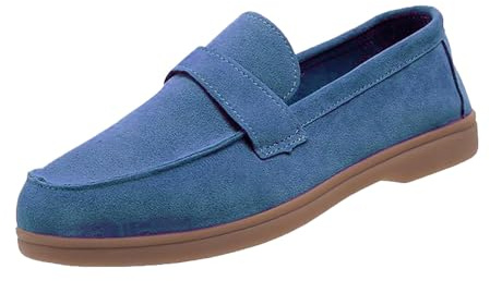 Slip-on, lätta hälsoskor för kvinnor för sommar – platta skor för kvinnor, mjuk sula, fritidsskor, enfärgade joggingskor, moderiktiga ortopediska halkfria slip-skor, sneakers, blå, 43 EU