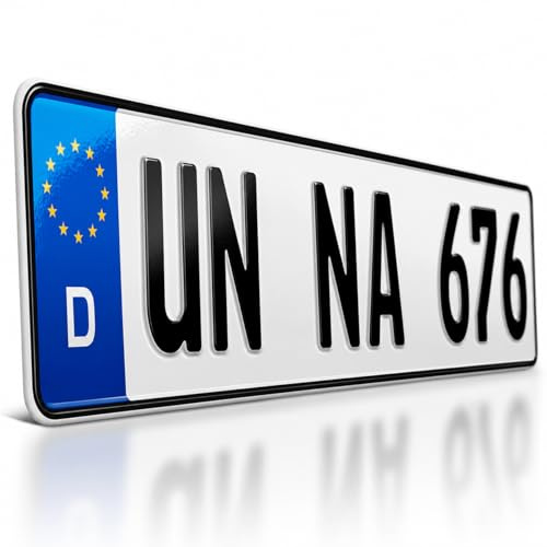 Generisch Individuelles EU Wunschkennzeichen – DIN-Zertifiziertes Kfz-Kennzeichen für Auto, LKW & Anhänger – Offizielles Euro-Schild, Reflektierend & Hochwertig geprägt – 520 x 110 mm