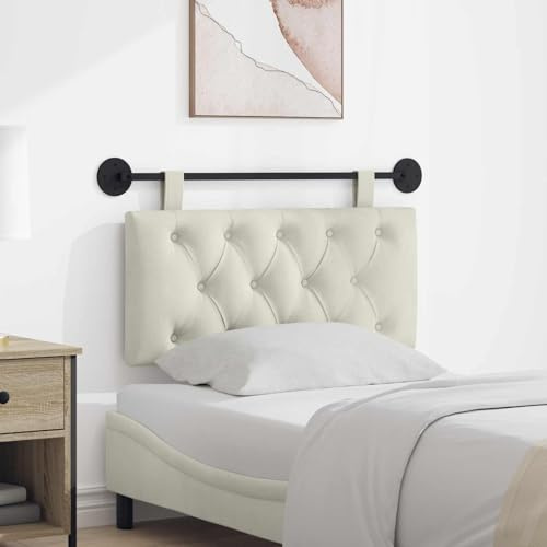 Goyphonic Hängevorderseite Wandmontiert Creme Samt gepolstert 100 x 55 x 7 cm mit Holzrahmen und Metallbefestigung vielseitig als Kopfteil, Rückenkissen oder Wandpaneel für modernes Schlafzimmer und