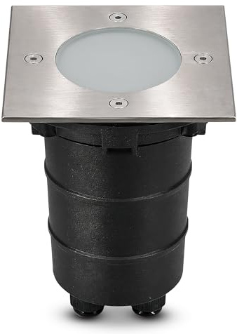 SSC-LUXon MADON Bodeneinbaustrahler eckig IP67 für GU10 | Befahrbare Bodenleuchte außen für Terrasse, Wege & Einfahrt - Edelstahl mit Glasabdeckung, für GU10 (ohne Leuchtmittel)
