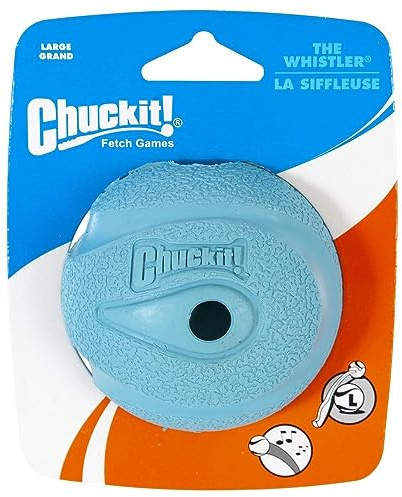 ChuckIt! Whistler boll hundleksak, hållbart högstudsande gummi engagerande hundboll, launcher kompatibel leksak för hundar, 1-pack, stor