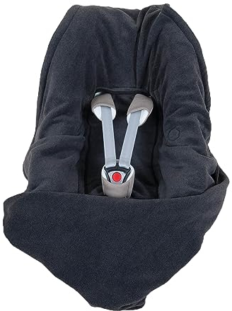 Hoppediz Fleece Einschlagdecke mit Gurtschlitzen für Autositze (3- und 5-Punkt) Anthrazit