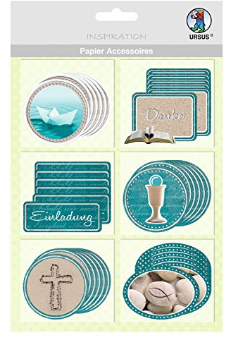 Ursus 56500067 - Papier Accessoires Prayer, christliche Symbole, 36 Stück in 6 Verschiedene Motiven, einseitig Bedruckt und veredelt, ideal zur Verzierung von Karten, Scrapbooking und Geschenken