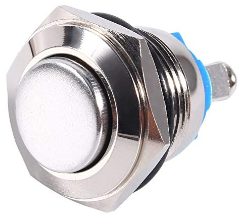 Druckknopfschalter 12V, 16mm Metall, Wasserdichter Momentaner Druckknopf, Hupenschalter, Drucktaster Hupenknopf for Klingel Hupen