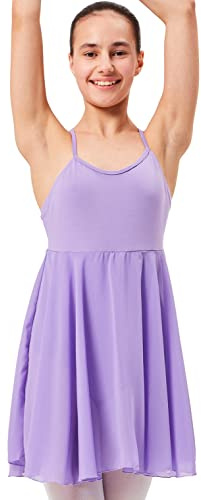 tanzmuster ® Ballettkleid Mädchen Träger - Alma - aus weicher Baumwolle mit langem Chiffon Röckchen fürs Kinder Ballett