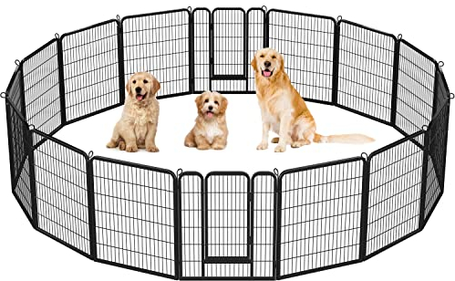 Yaheetech 16 eckig Welpenauslauf Welpenlaufstall Freigehege Welpenzaun Gehege mit 2 Türen je Panel 80 x 100 cm Outdoor oder Indoor