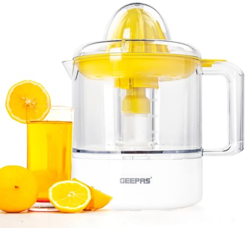 GEEPAS 25W Citrus Juicer for Quick, Healthy, Nutritious Juices | Effortless Juicer with Bi-Direction Twist | Copper Motor, 1 Litre Capacity - 2 Year Warranty